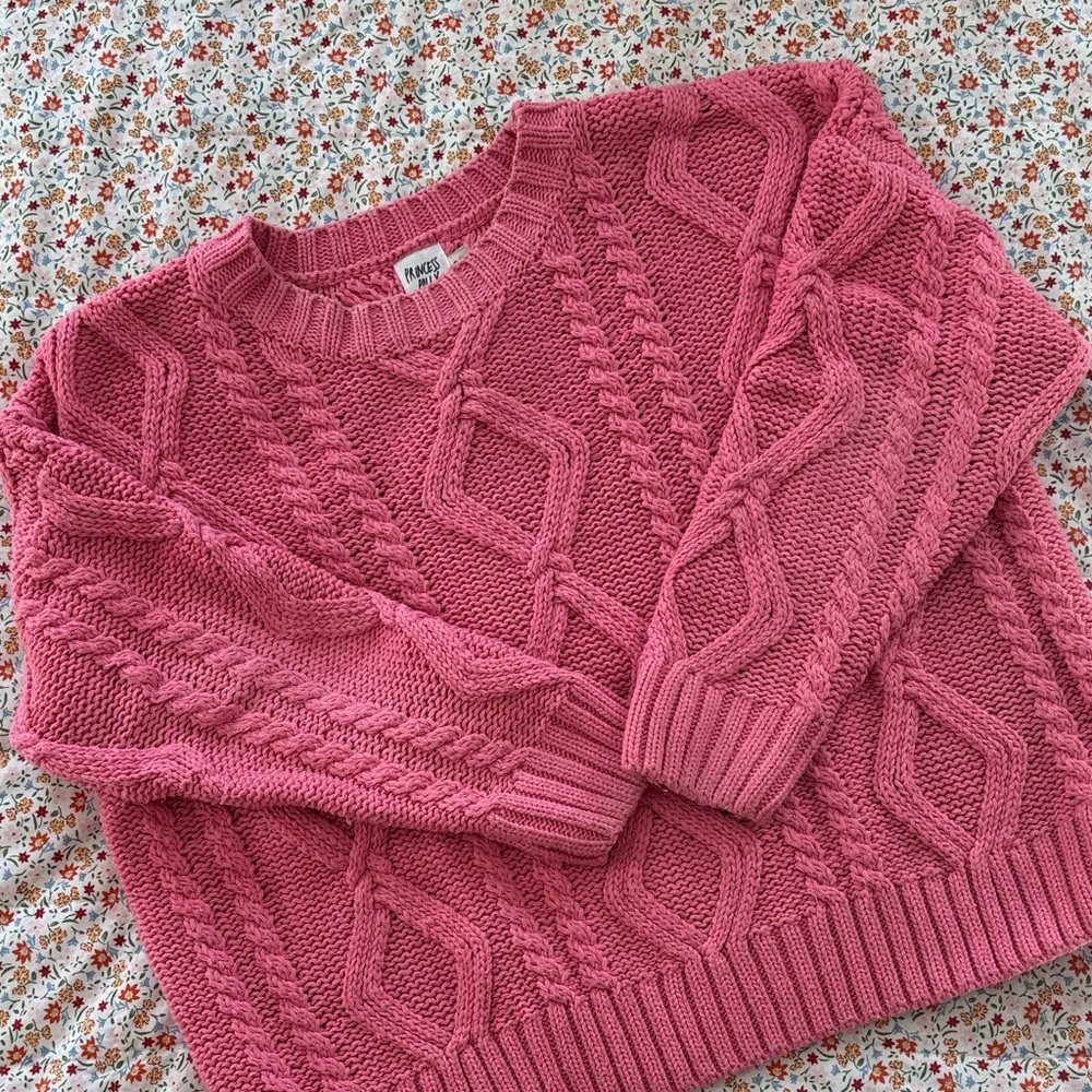 Princess Polly Anaya Pink Cable Knit Sweater